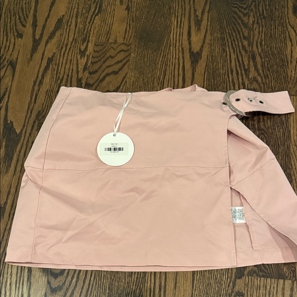 Light Pink Mini Skirt with Side Buckle Accent